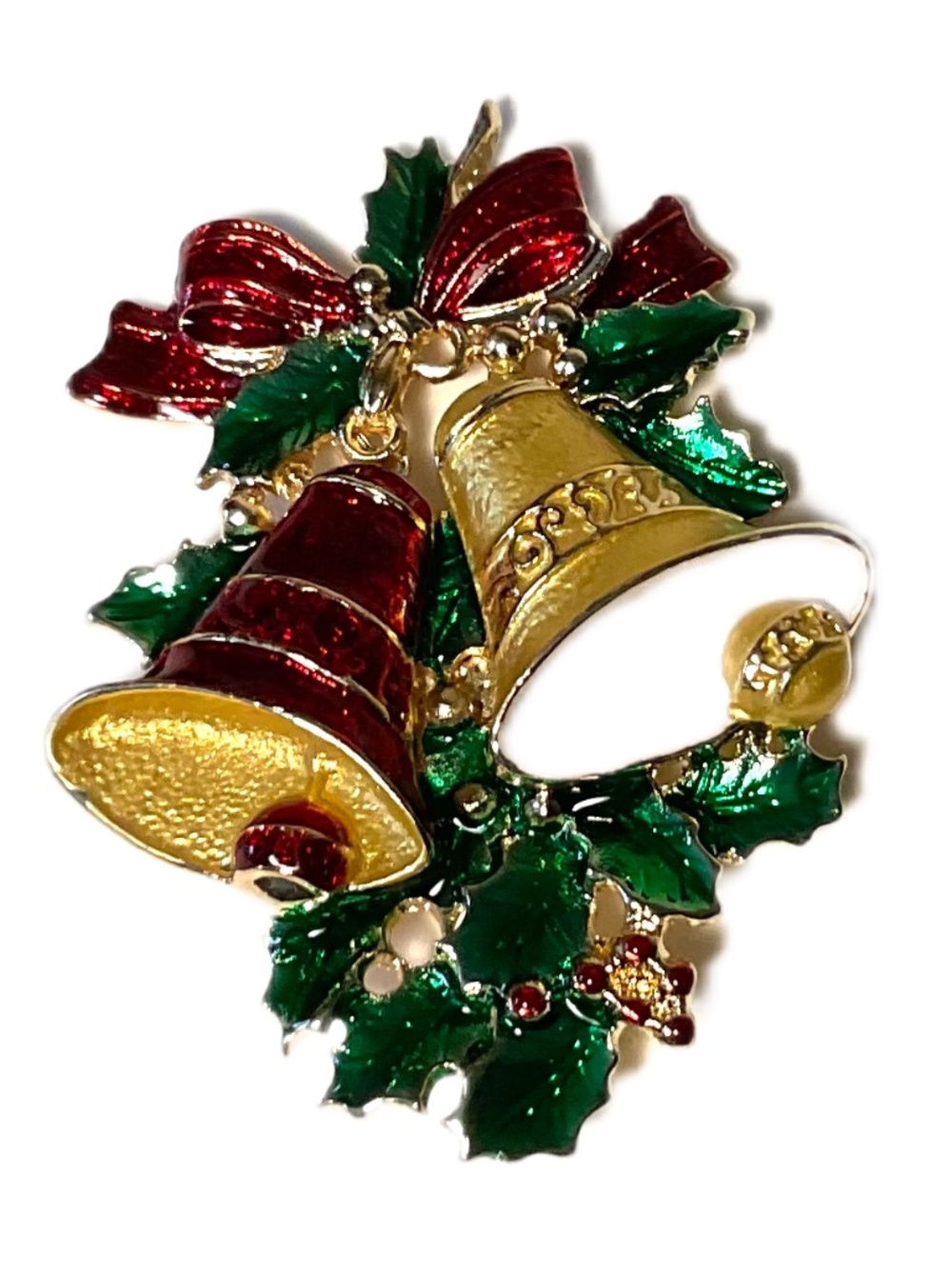 Christmas Bells & Wreath Brooch - Magnetic